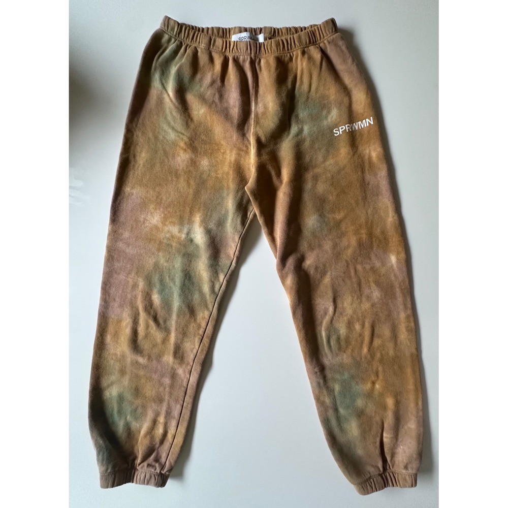 SPRWMN Los Angeles Tie Dye Cropped Sweatpants Brown Tan Green Women's Size Small